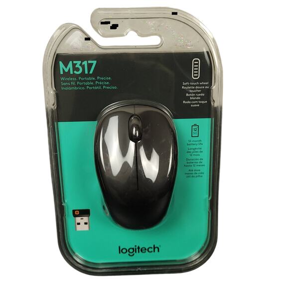Logitech M317 Wireless Mouse 2.4GHz USB Nano Receiver Portable Computer PC - Picture 1 of 4